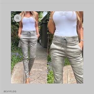 FLOG Shely Original Pant Silver Sage Gray Snakeskin Print Cotton Drawstring 24